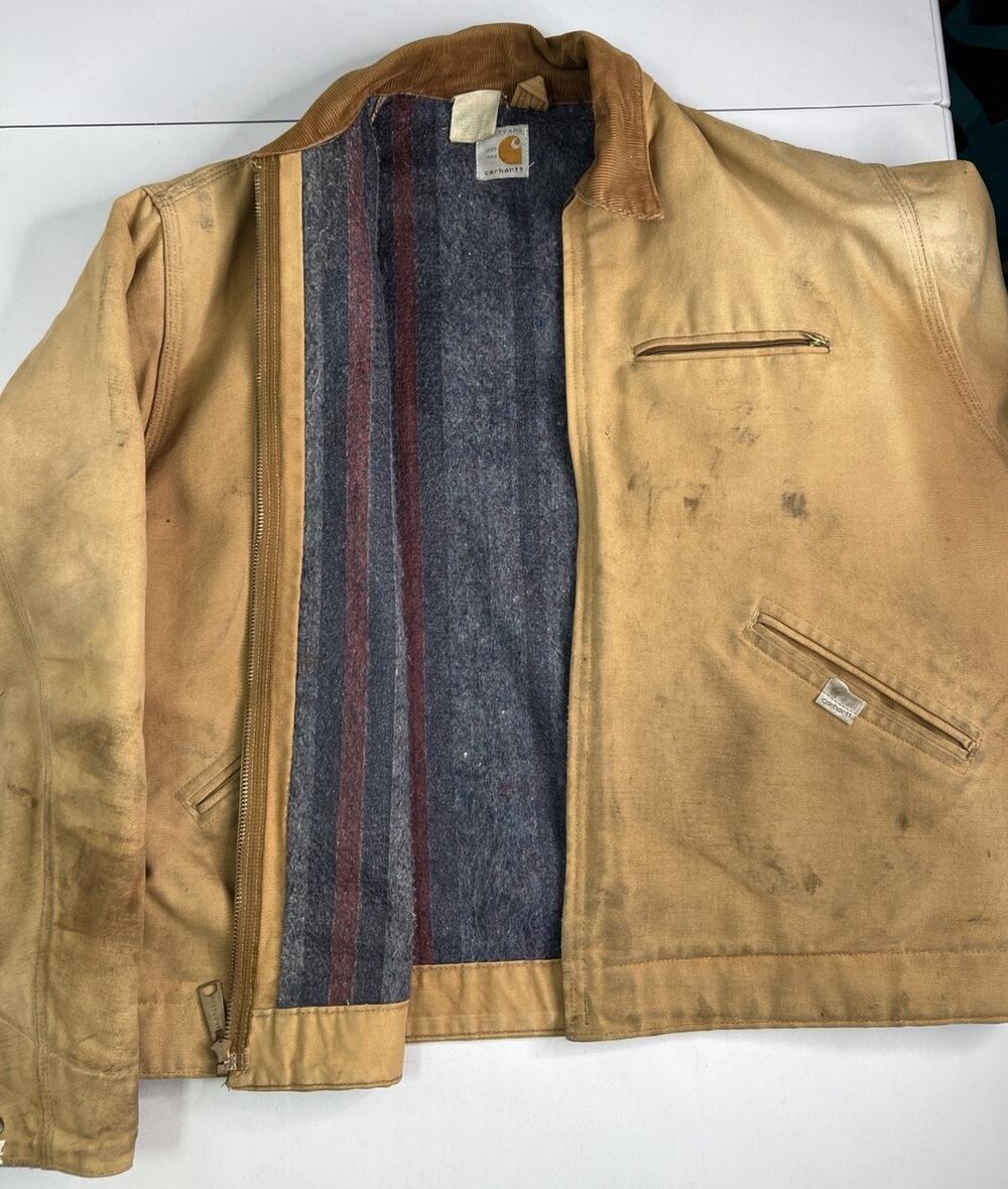 Vintage Carhartt Detroit Blanket Lined 100 Years 1989 Jacket Mens XL Distressed